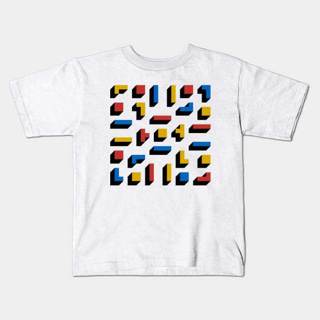 Tetris Blocks Bauhaus Kids T-Shirt by Axiomfox